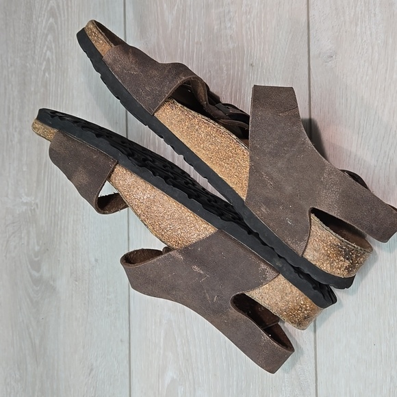 Birkis By Birkenstock Women Ankle Strap Brown Sandals Shoes Sz 40/9 Narrow - Picture 9 of 11